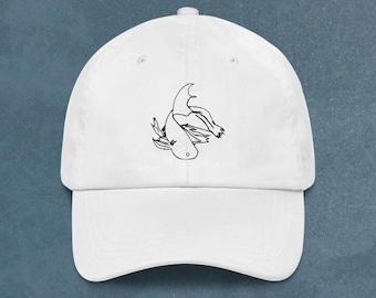Embroidered Betta Fish Dad Hat, Handmade Cotton Twill Cap