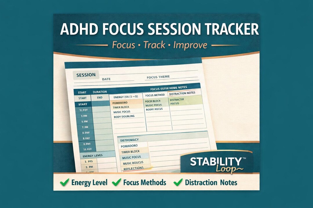 Pomodoro Timer Printable PDF | Focus Session Tracker Worksheet | Stay ...