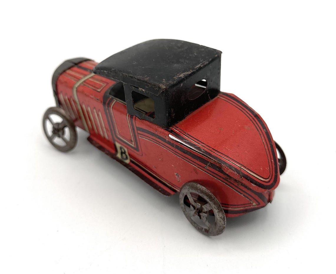 Antique Pre-war Rico #8 Boat Tail Racecar Penny Tin Toy - 4.5” Long - Etsy