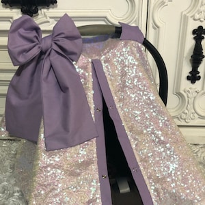 Iridescent and Lavender car seat canopy  / carseat cover / carseat canopy /sequin / infant car seat cover / iridescent sparkle