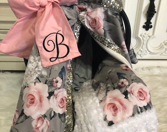 Floral sparkle car seat canopy