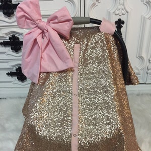 sequin car seat canopy with bow