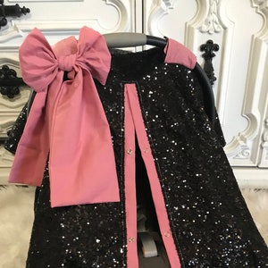 Black and Blush sparkle car seat canopy / carseat cover / carseat canopy / ooak / sequin / infant car seat cover / silver / sparkle