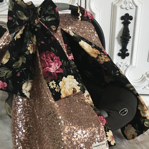 Rose Gold and Baby Pink Car Seat Canopy / Carseat Cover / Etsy