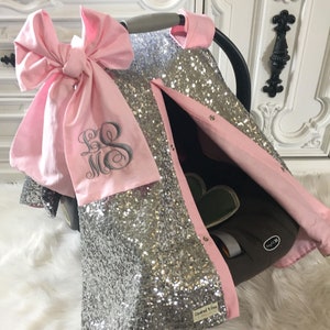 silver sparkle car seat canopy