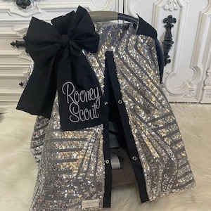 Silver sparkle car seat canopy