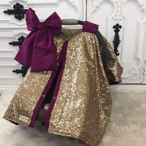 car seat canopy gold sparkle