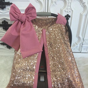 Rose Gold and Blush / CAR SEAT COVER / car seat canopy / nursing cover / carseat cover / carseat canopy / ooak / sequin / infant car seat
