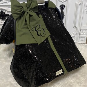 Black sparkle car seat canopy