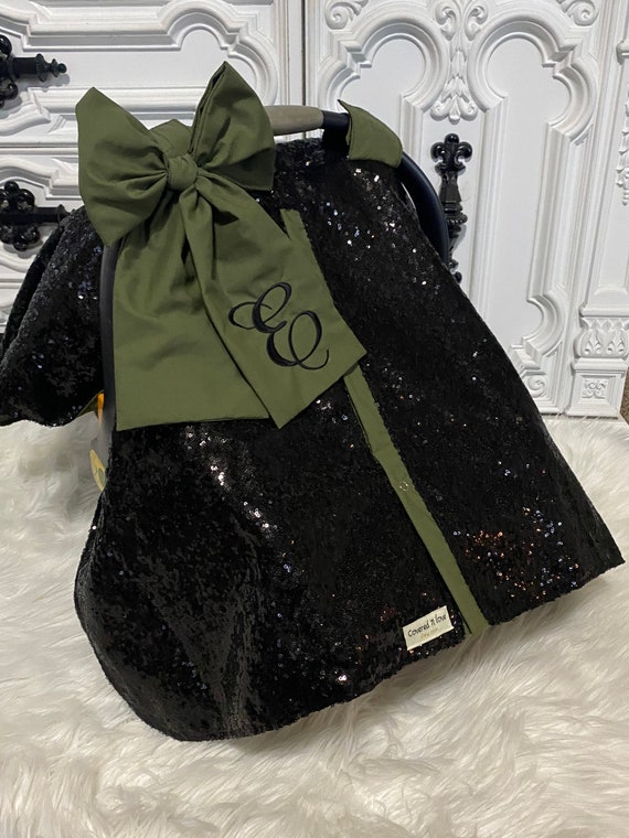 Black sparkle car seat canopy