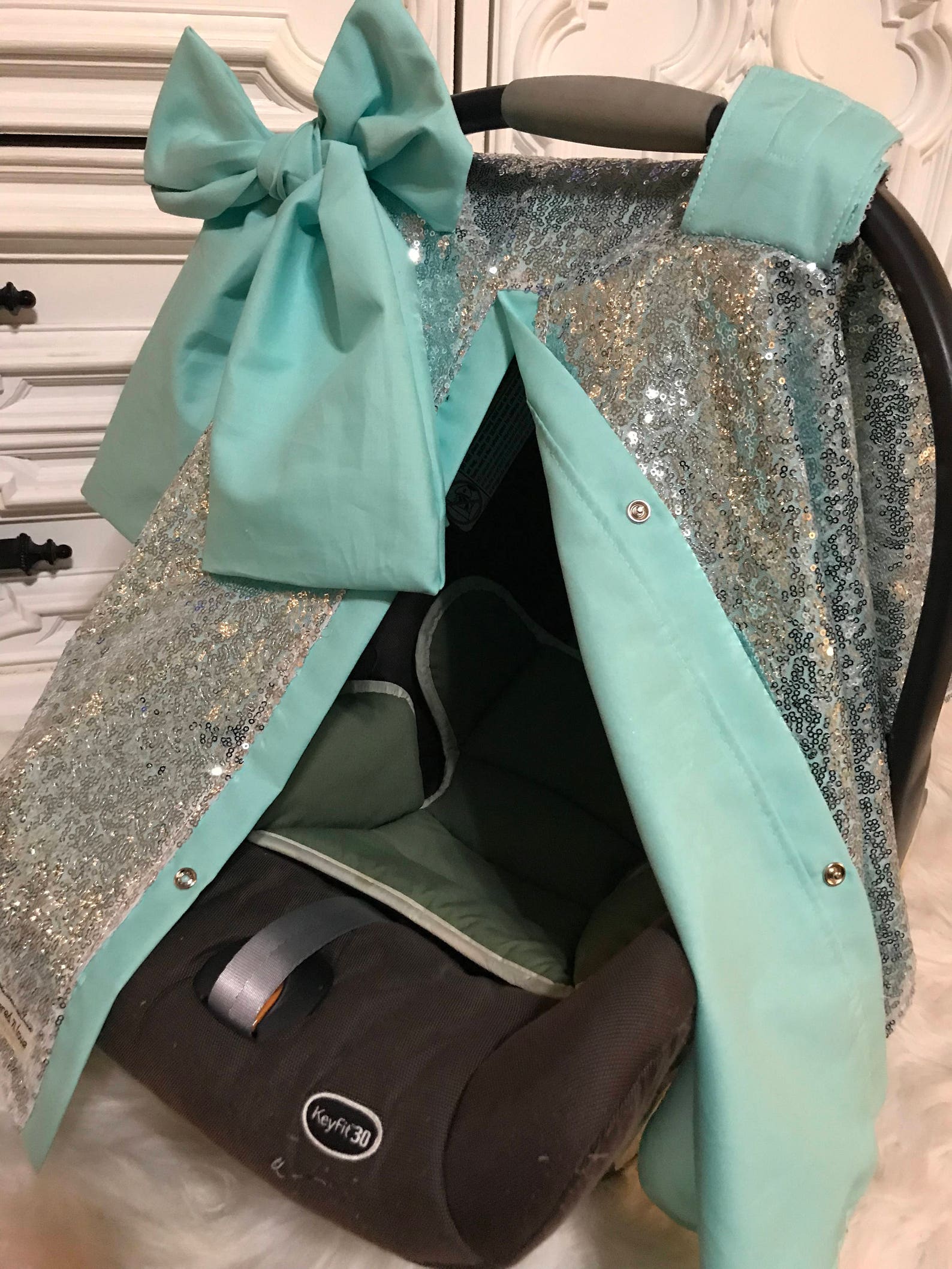 Silver sparkle car seat canopy / carseat cover / carseat Etsy