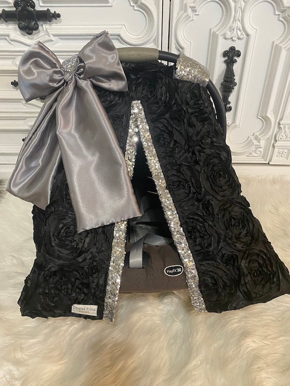Black and Silver car seat canopy