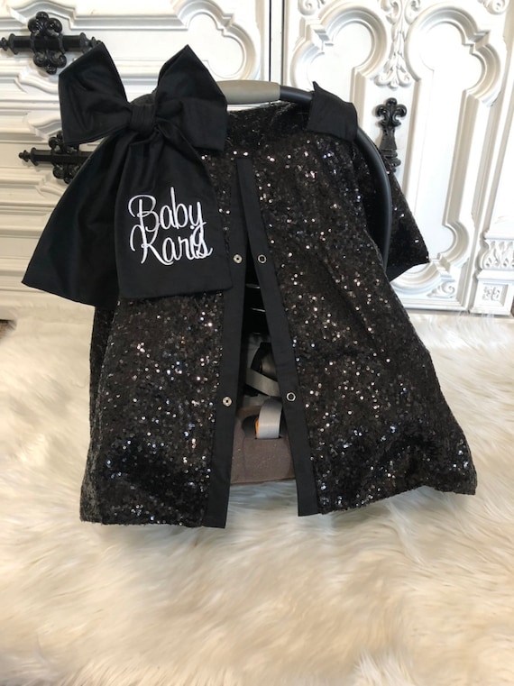 Black sparkle car seat canopy / carseat cover / carseat canopy / ooak / sequin / infant car seat cover / sparkle