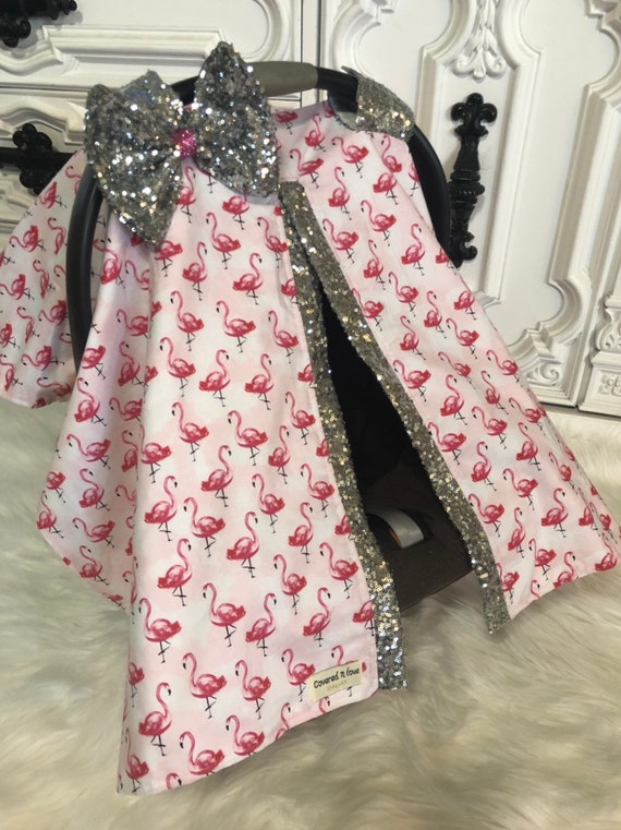 Flamingo car seat canopy