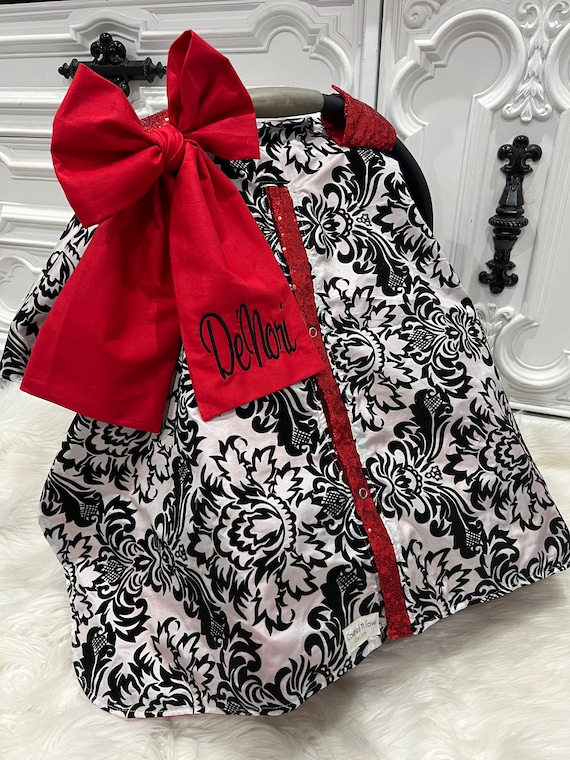 Girl car seat canopy , damask