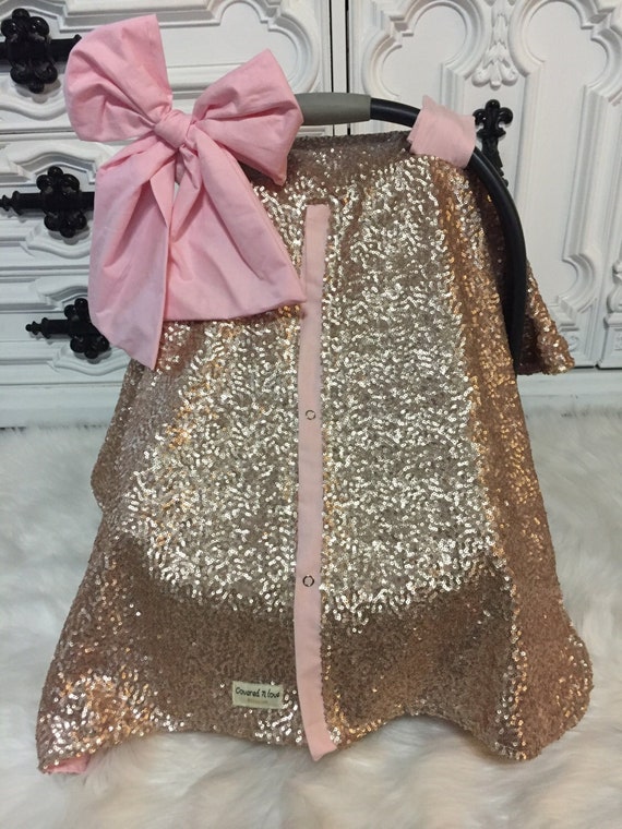 sequin car seat canopy with bow