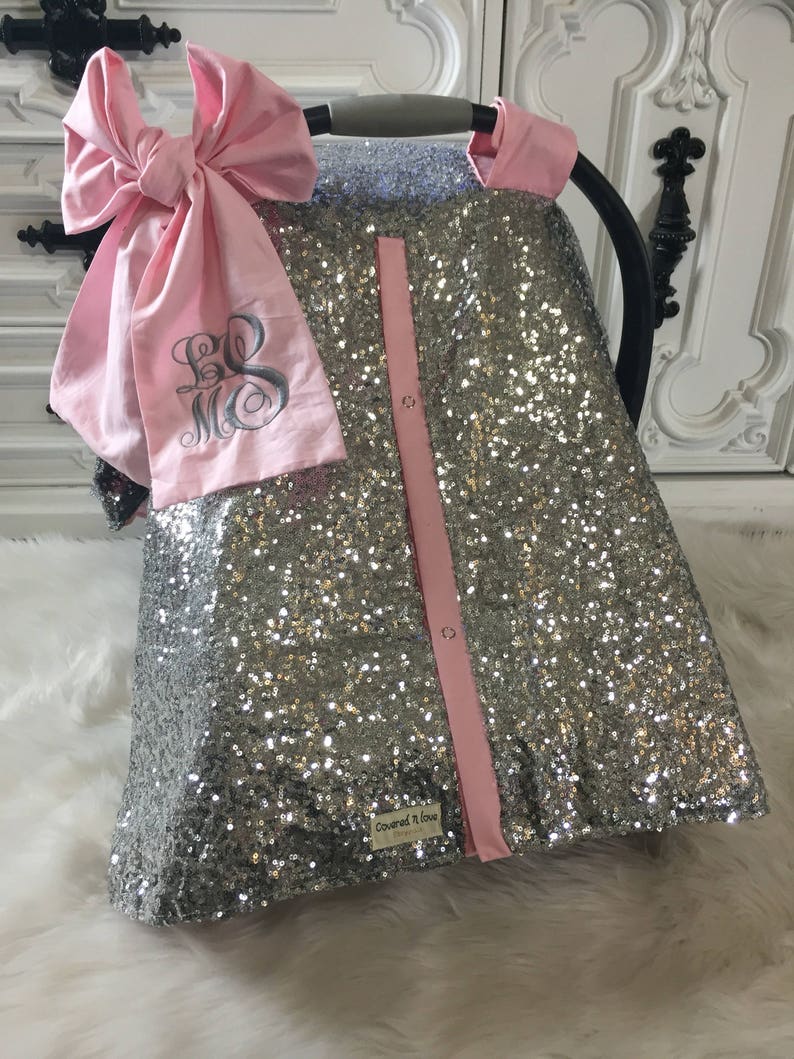Silver sparkle car seat canopy / carseat cover / carseat Etsy
