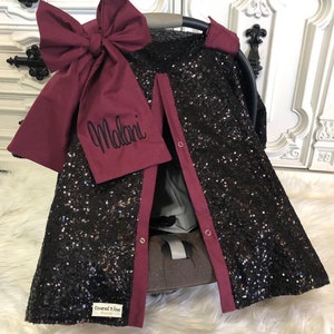 sparkle car seat canopy , black and burgandy