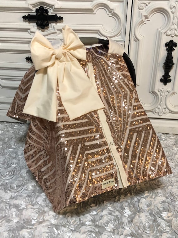 Rose Gold and Cream car seat canopy