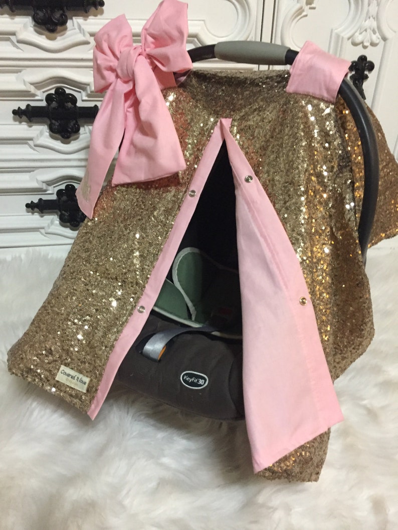 Gold Sparkle Car Seat Canopy / Carseat Cover / Carseat Canopy Etsy