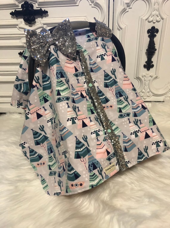 Car seat canopy , teepee , silver bling , carseat cover , nursing cover