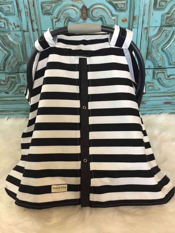 car seat canopy Black and White stripe /  carseat canopy / carseat cover / car seat cover / nursing cover