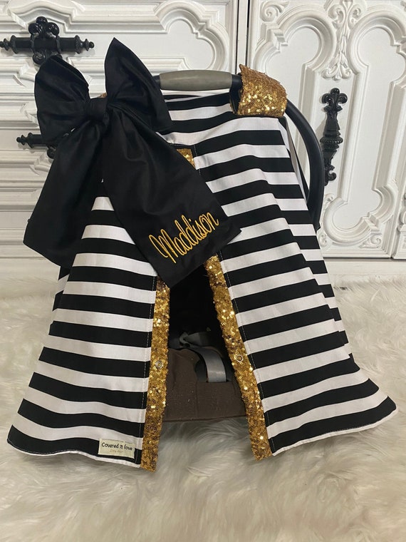 car seat canopy black and gold