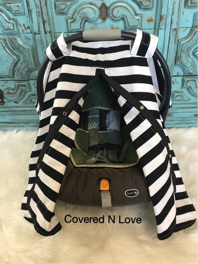 Car seat canopy Black and White stripe / carseat canopy / Etsy