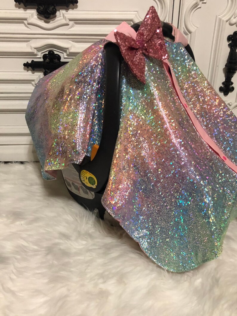 Car Seat Canopy Mermaid Rainbow Baby Sparkle Car Seat Etsy