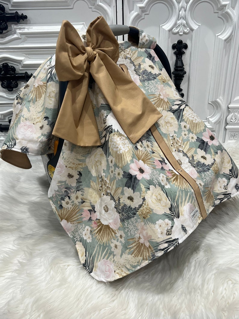 Car seat canopy , floral car seat cover image 1