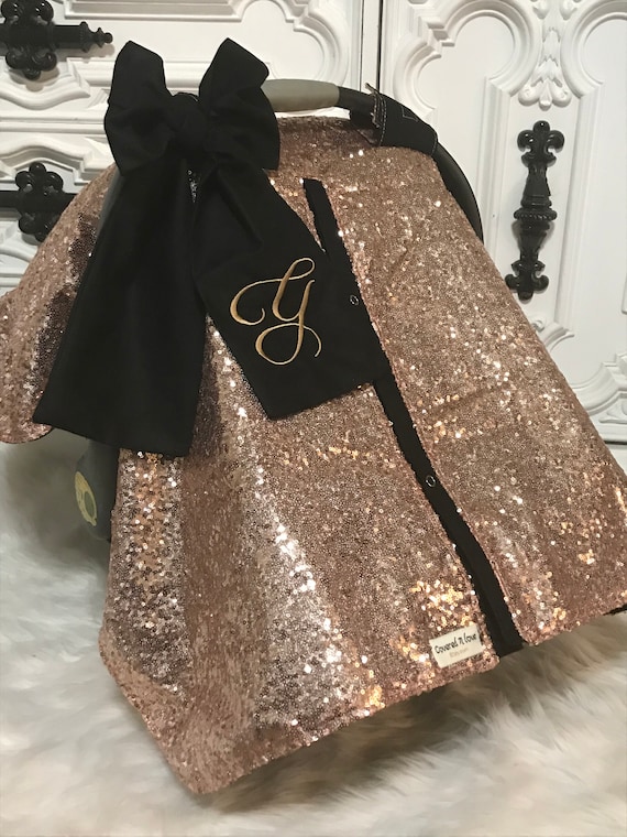 Rose Gold and Black  car seat canopy
