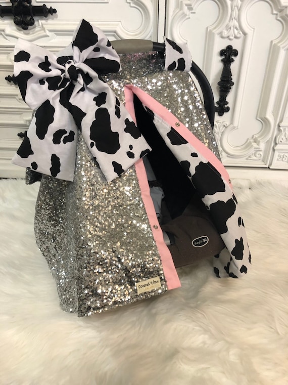 Silver sparkle car seat canopy  / carseat cover / carseat canopy / ooak / sequin / infant car seat cover / silver / sparkle