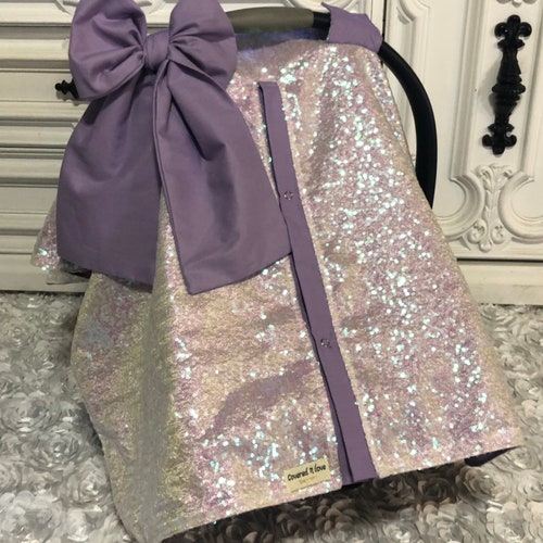 Iridescent And Lavender Car Seat Canopy Cat Cover - Baby Girl Car Seat Covers Glitter Iridescent And Lavender Car Seat Canopy Cat Cover - Baby Girl Car Seat Covers Glitter