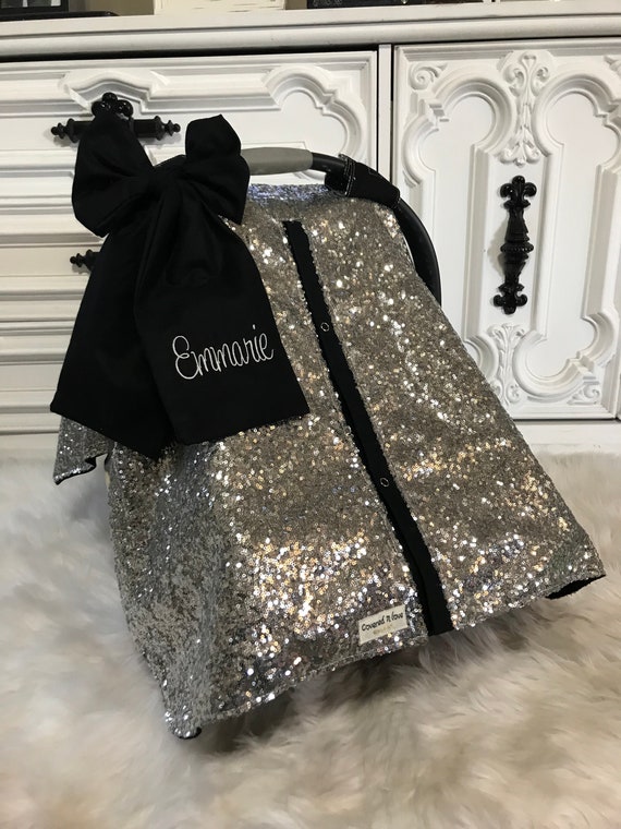 Car Seat Cover Silver and Black Comes With Jumbo Bow and Etsy