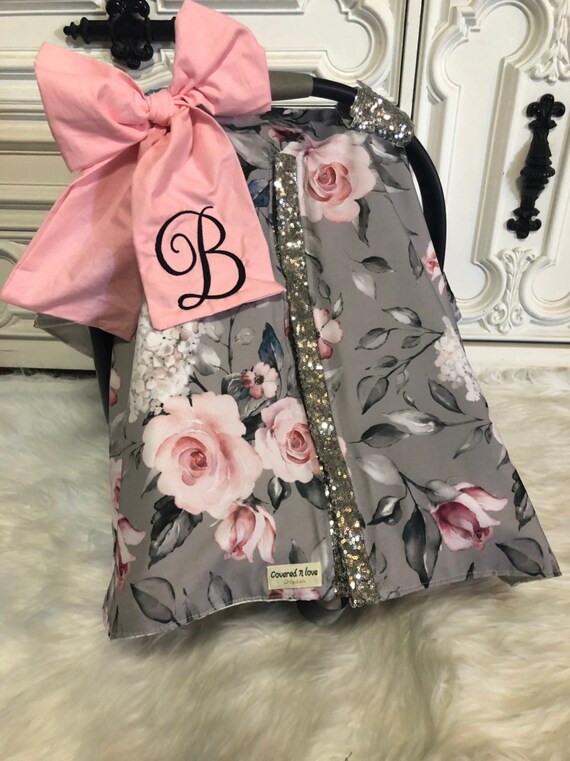 floral car seat canopy , nursing cover , 2 in 1