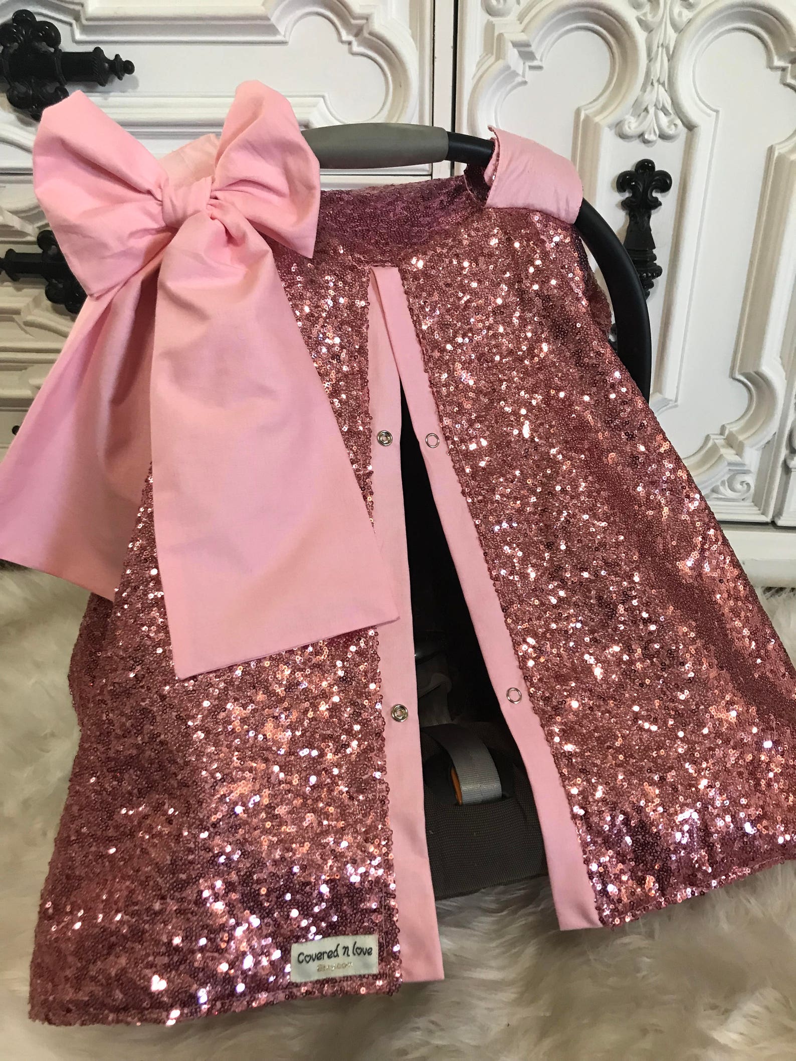 Pretty Pink Poppies Car Seat Canopy