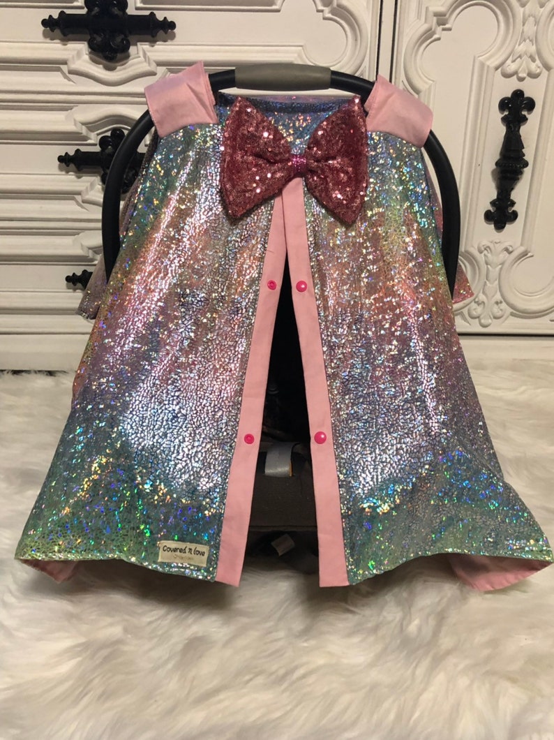 Car Seat Canopy Mermaid Rainbow Baby Sparkle Car Seat Etsy