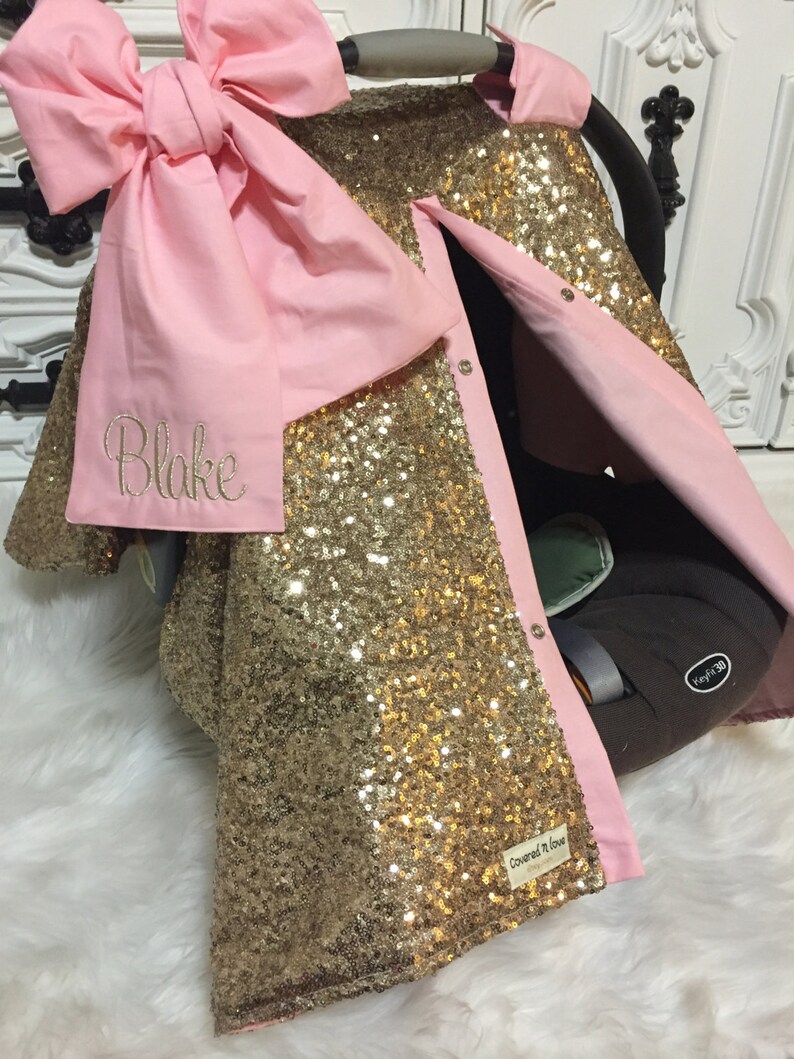 Gold Sparkle Car Seat Canopy / Carseat Cover / Carseat Canopy Etsy