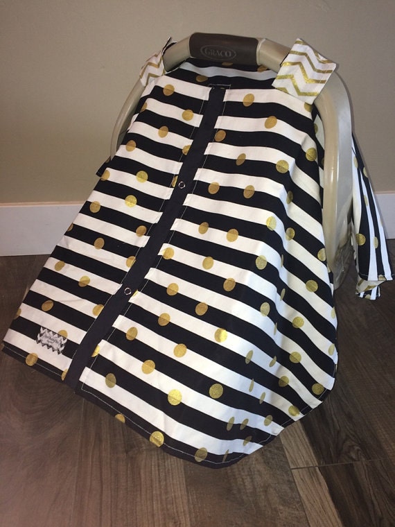 carseat canopy Black and Gold  / Car seat cover / car seat canopy / carseat cover / carseat canopy / nursing cover