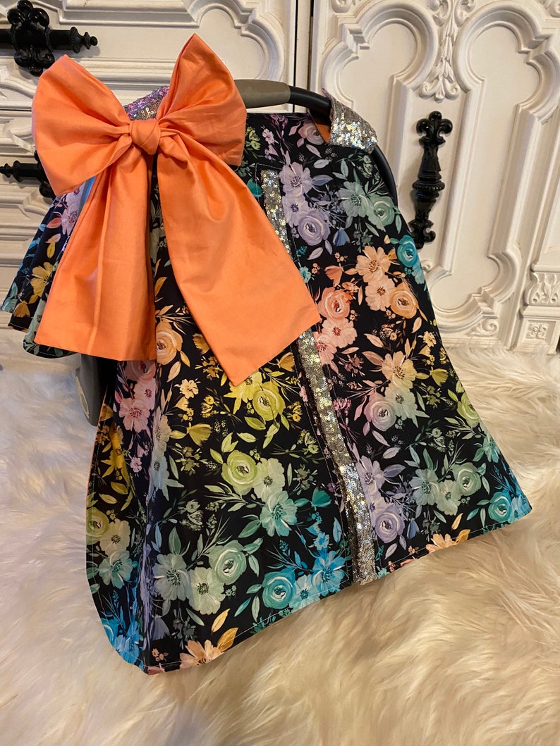 Car seat canopy water color floral car seat cover Etsy