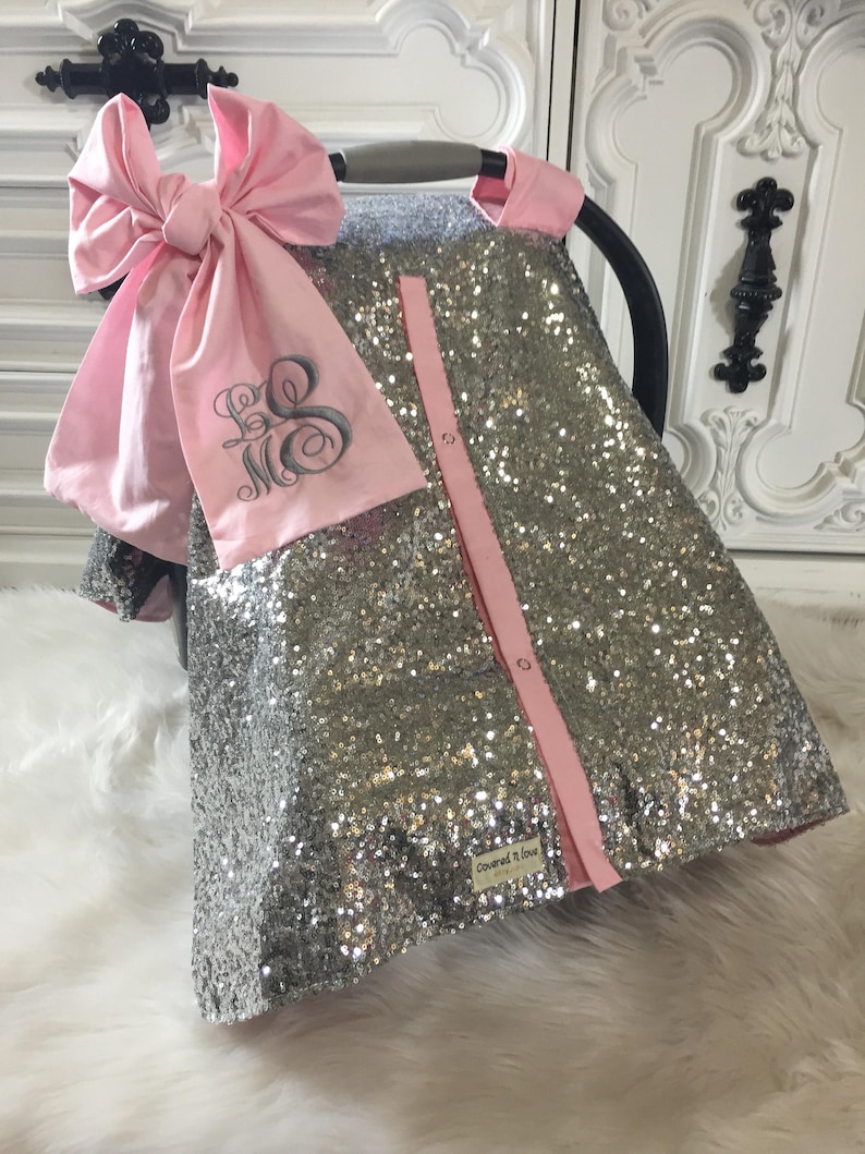 Silver sparkle car seat canopy / carseat cover / carseat Etsy