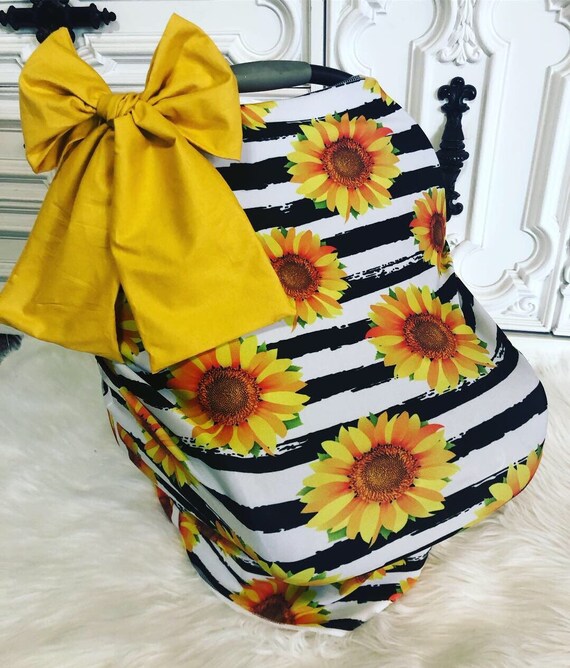 sunflower car seat canopy with matching bow
