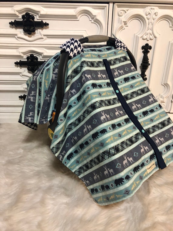 Woodland car seat cover , nursing cover / carseat canopy / carseat cover / deer / arrow / boy