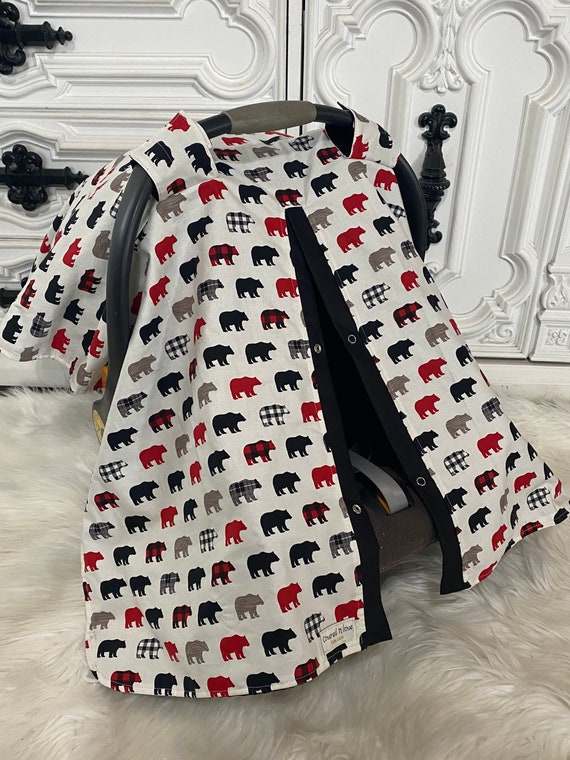 Woodland car seat cover , bear car seat canopy
