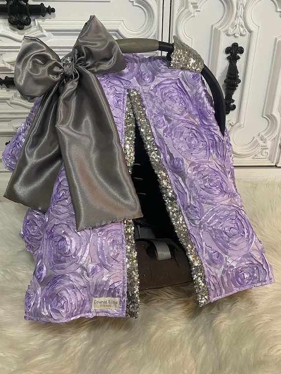 Lavender rosette car seat canopy