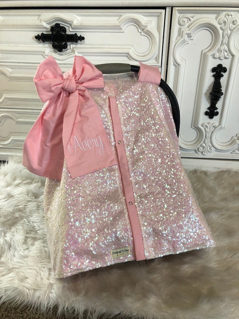 Iridescent and Baby Pink car seat canopy / carseat cover / Etsy