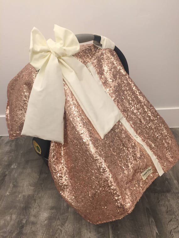 Rose Gold / CAR SEAT COVER / car seat canopy / nursing cover / carseat cover / carseat canopy / ooak / sequin / infant car seat cover / gold