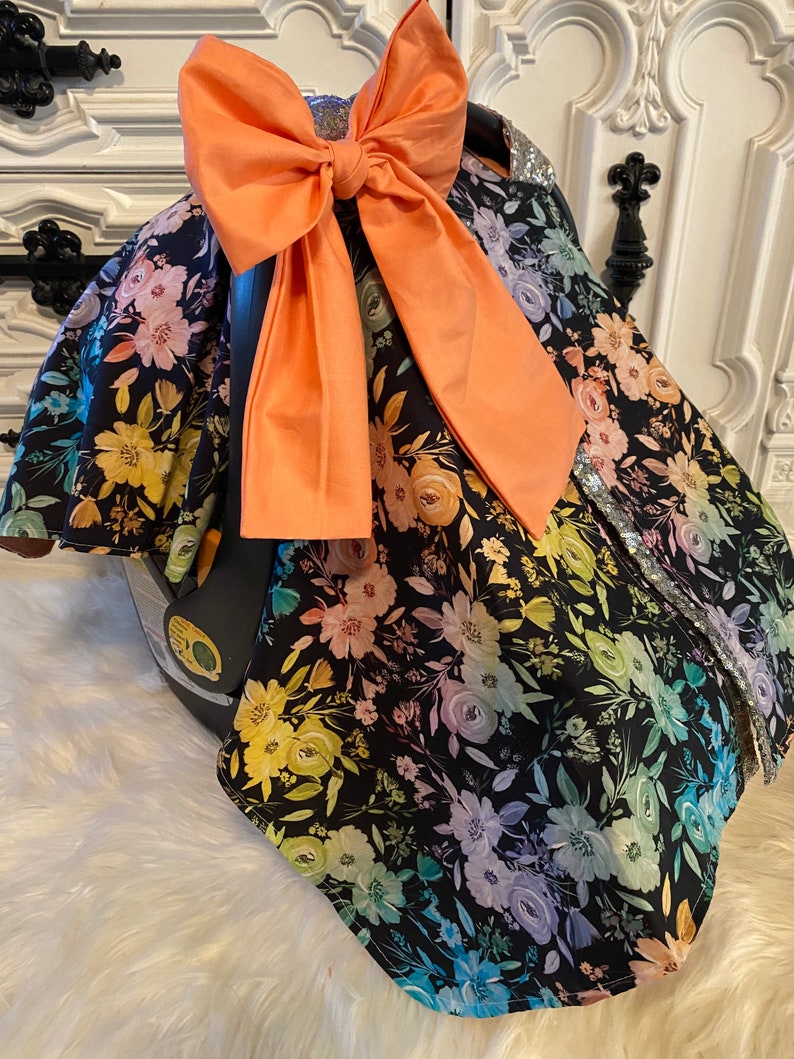 Car seat canopy water color floral car seat cover Etsy