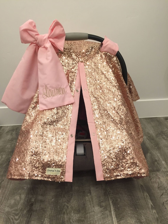 rose gold sequin car seat canopy