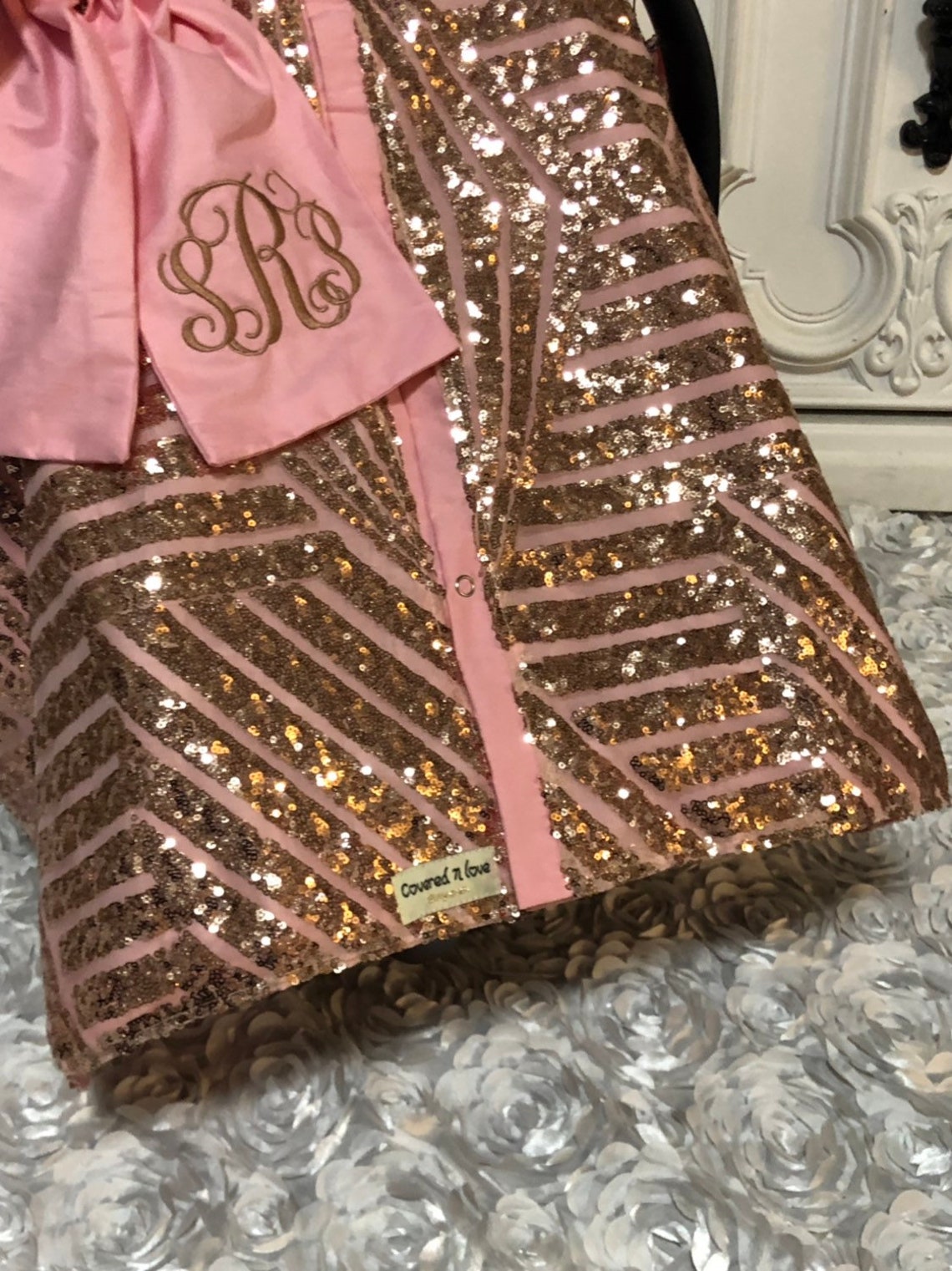 Rose Gold and Baby Pink car seat canopy / carseat cover / | Etsy